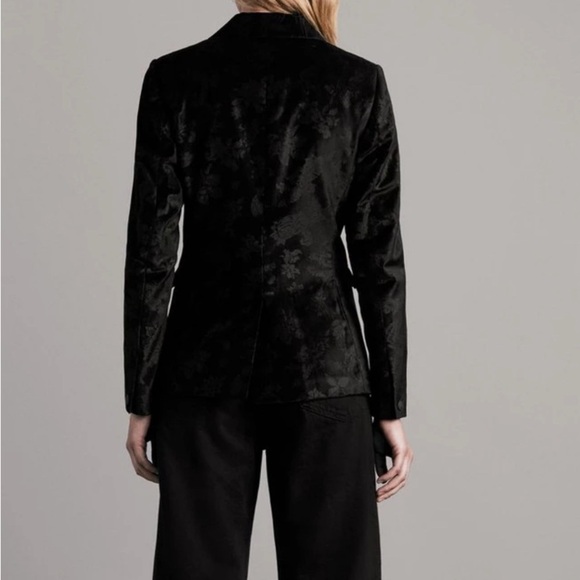 Rag & Bone Razor Black Velvet Blazer with Notched Lapels - Picture 4 of 9
